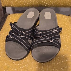 Teva Tirra Sandal Women Sz 7 Black Strappy Slip On Outdoor Comfort Hiking
